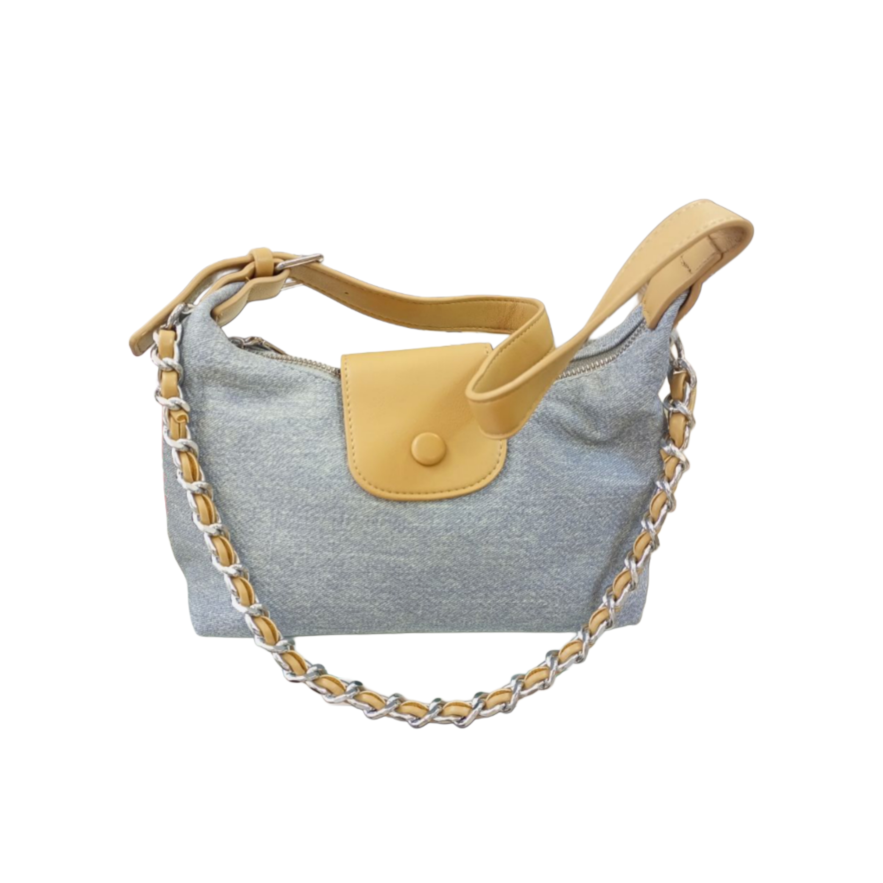 Stylish Silver and Beige Handbag