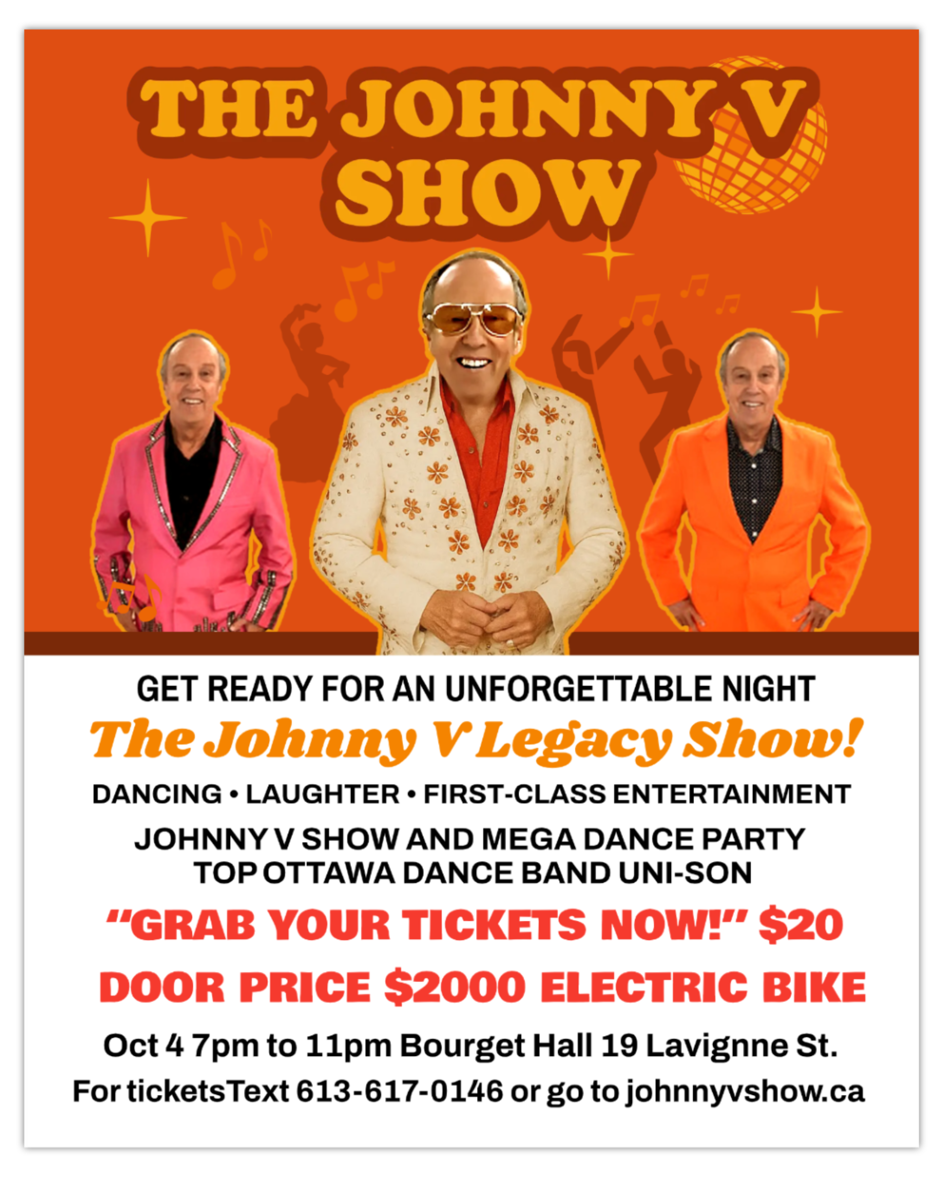 The Johnny V Show Bourget Saturday October 4