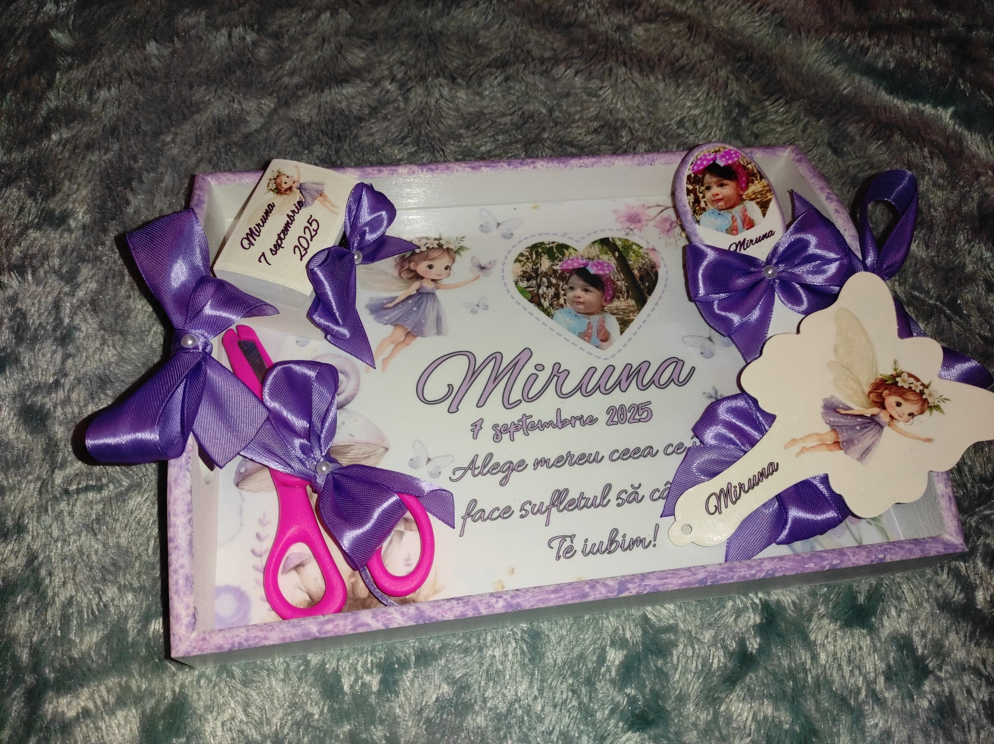 Set Tăviță moț/turtă fetițe -violet din 6 piese