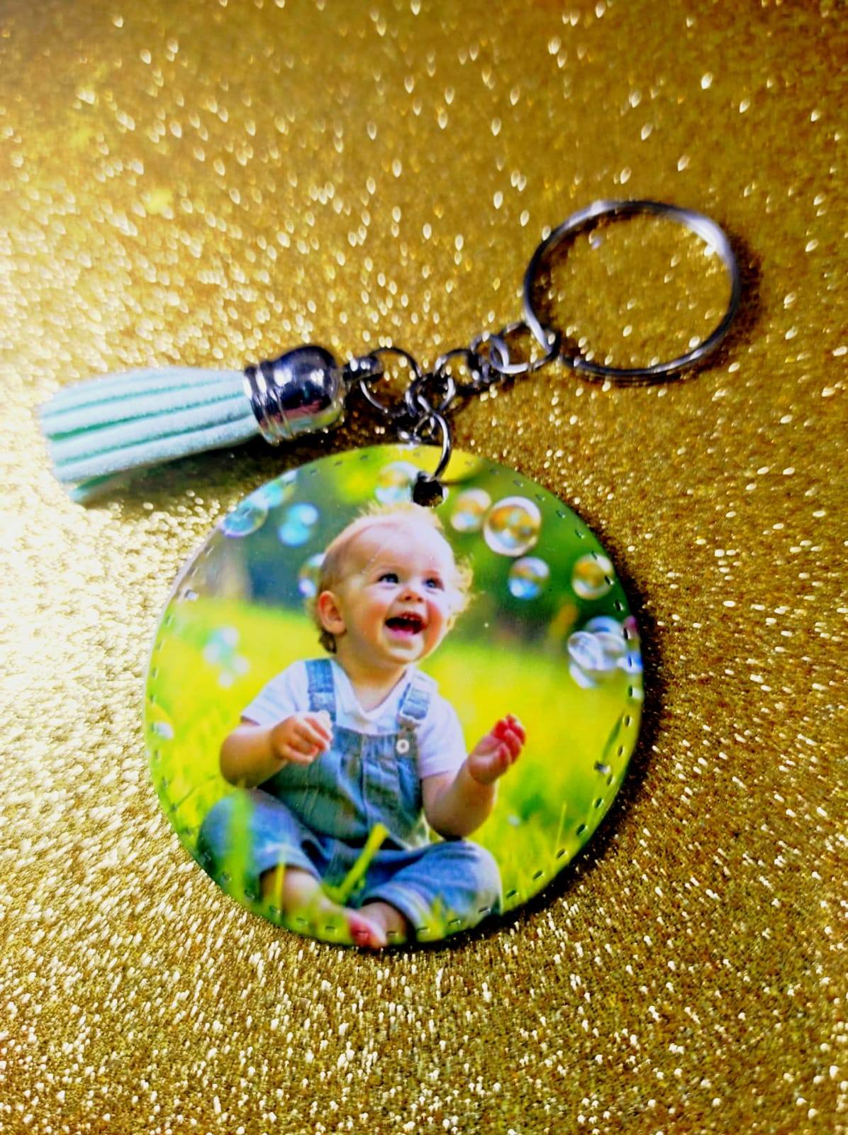 Breloc personalizat cu fotografie și mesaj 