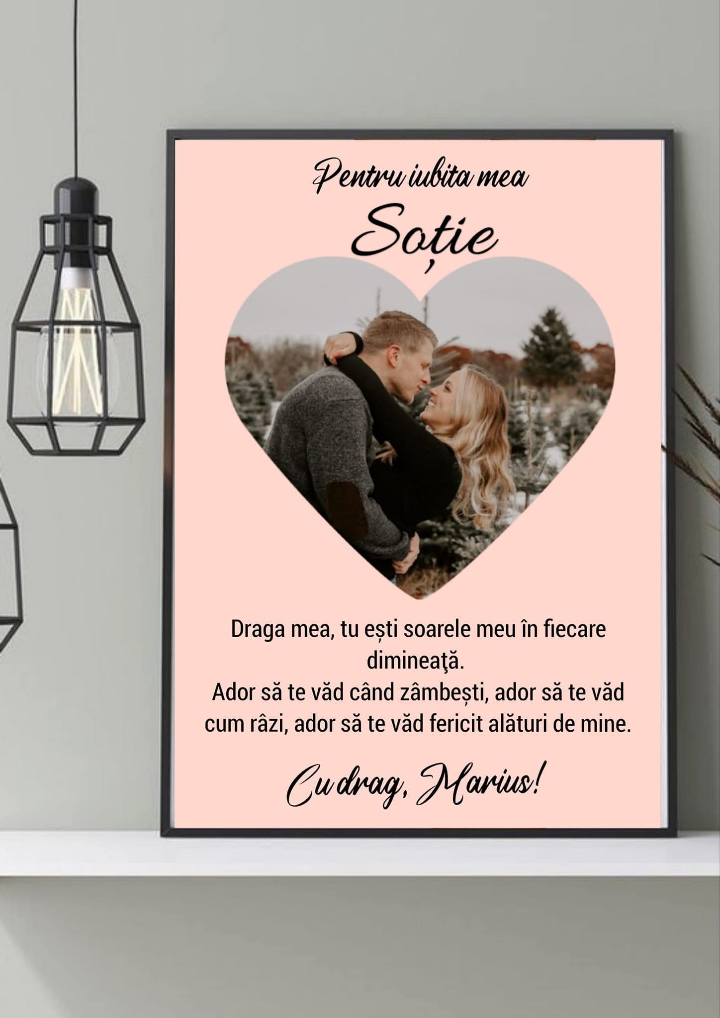 Tablou personalizat cu fotografie și mesaj A3 (30x40 cm)