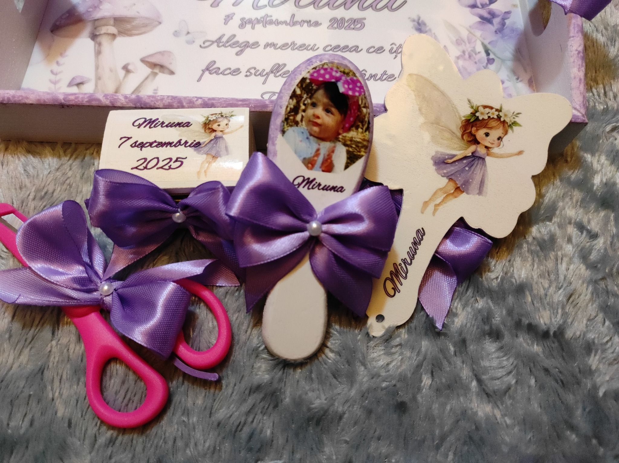 Set Tăviță moț/turtă fetițe -violet din 6 piese