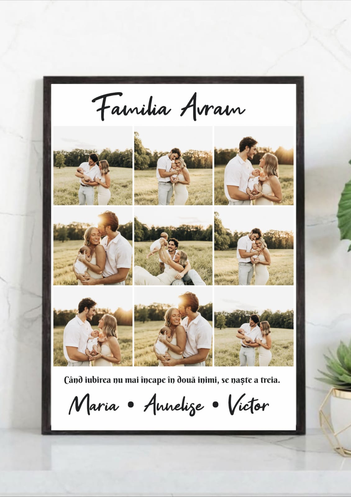 Tablou colaj personalizat de familie cu fotografii și mesaj A3 (30x40 cm)