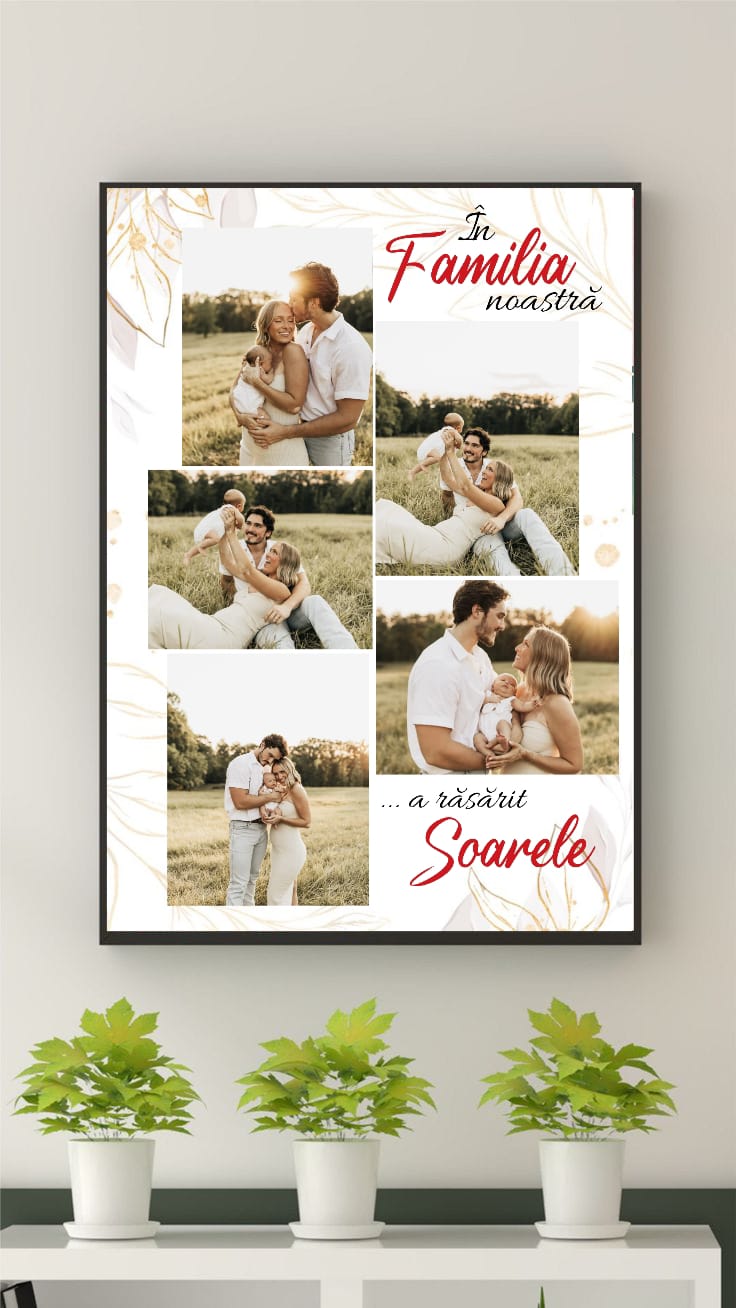 Tablou colaj personalizat de familie cu fotografii și mesaj A3 (30x40 cm)