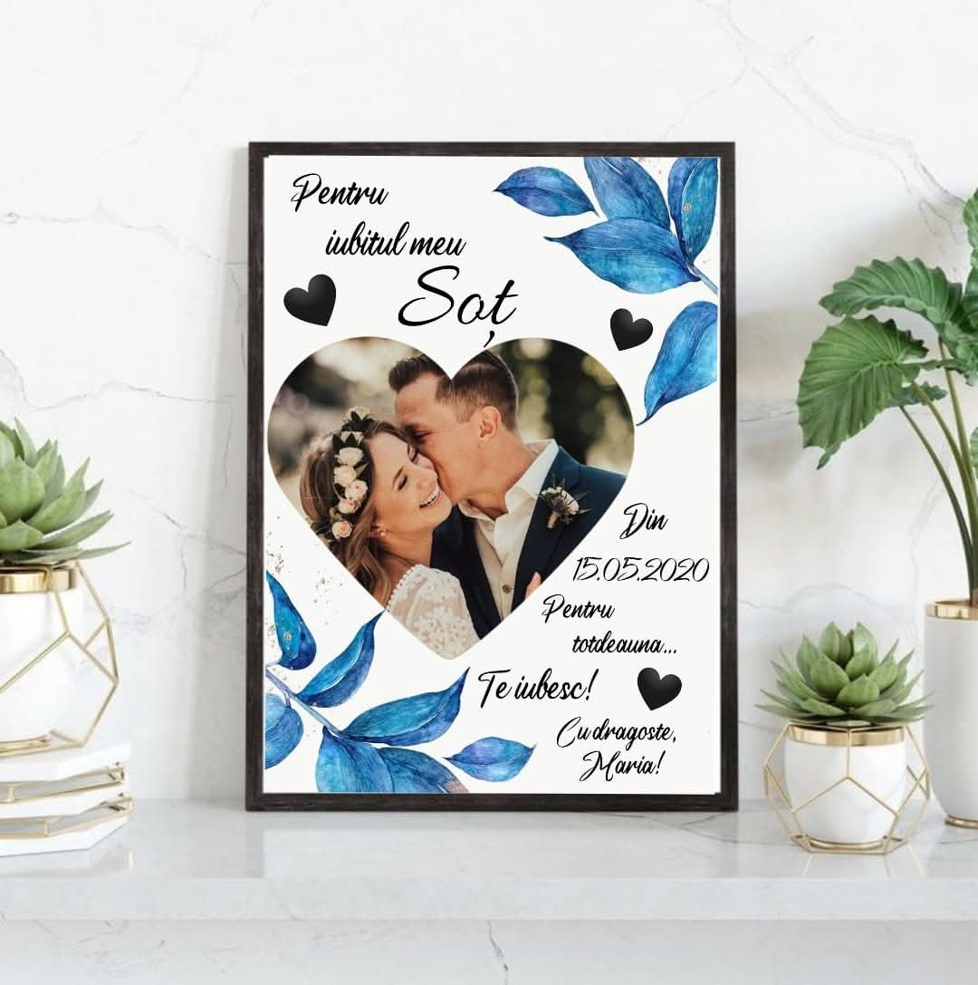 Tablou personalizat cu fotografie și mesaj A4 (20X30 cm)