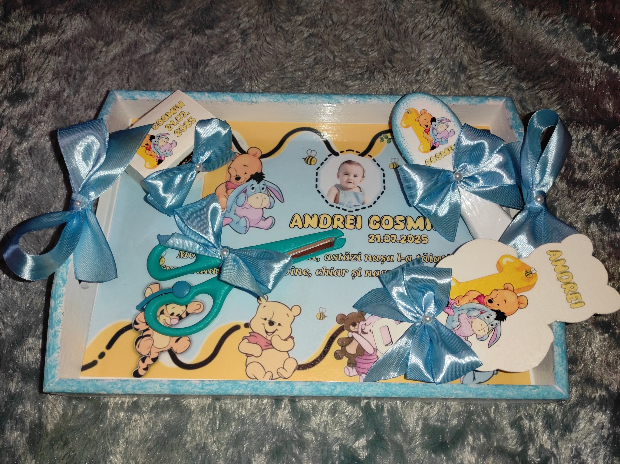 Set Tăviță moț/turtă băieți -baby blue din 6 piese