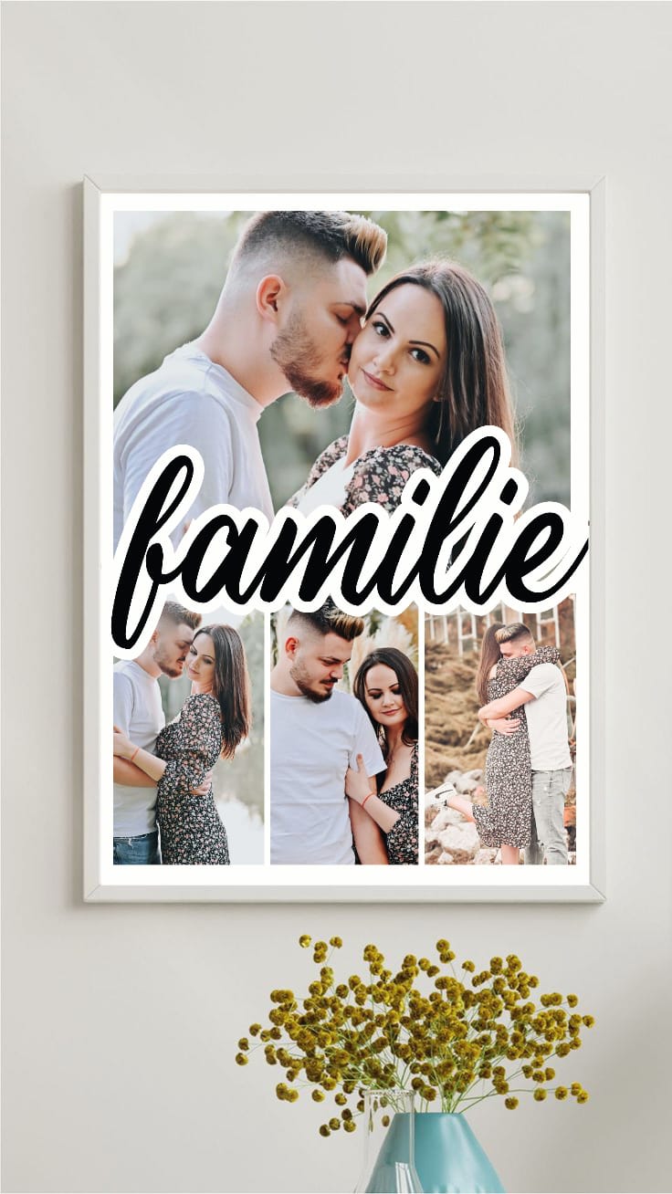 Tablou colaj personalizat de cuplu cu fotografii și mesaj A3 (30x40 cm)