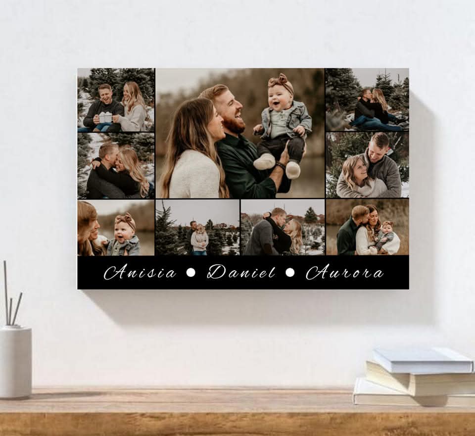 Tablou colaj personalizat de familie cu fotografii și mesaj A3 (30x40 cm)