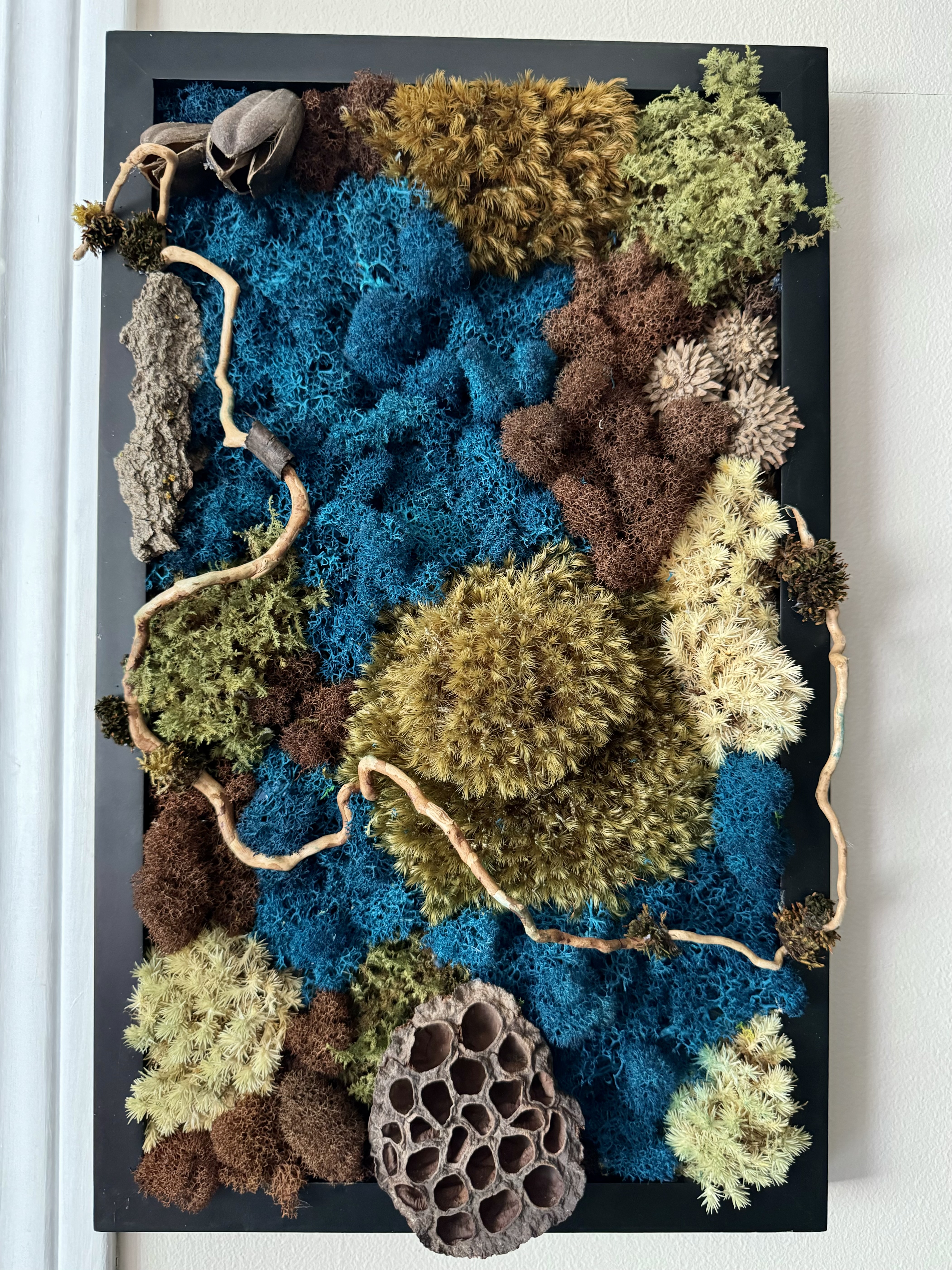 18×11″ Preserved Moss Art 'Ocean Depths'