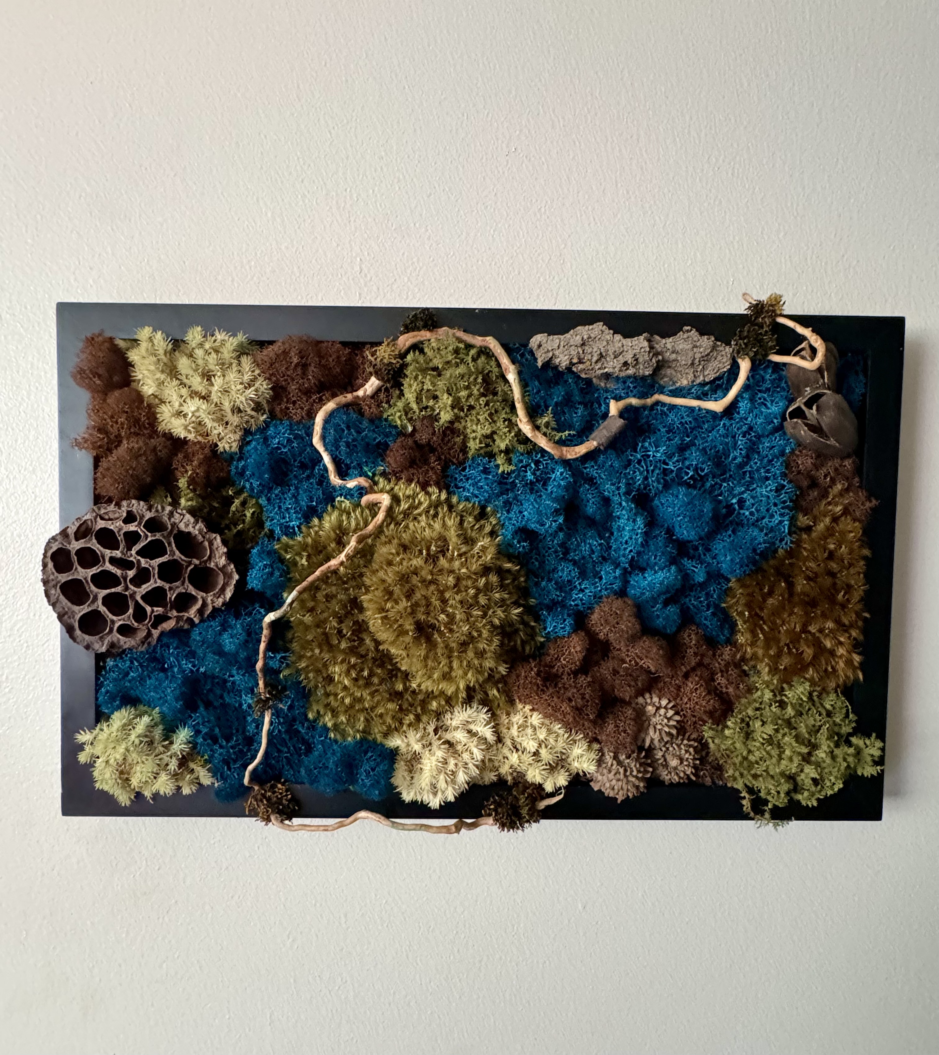 18×11″ Preserved Moss Art 'Ocean Depths'