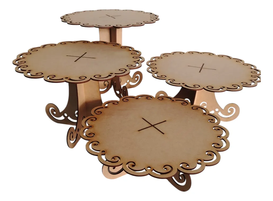 4 Bases Para Pastel Diferentes Alturas En Mdf Natural