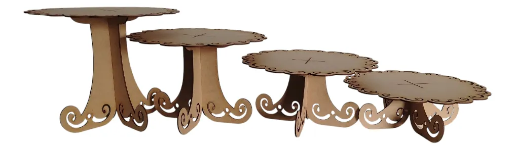 4 Bases Para Pastel Diferentes Alturas En Mdf Natural