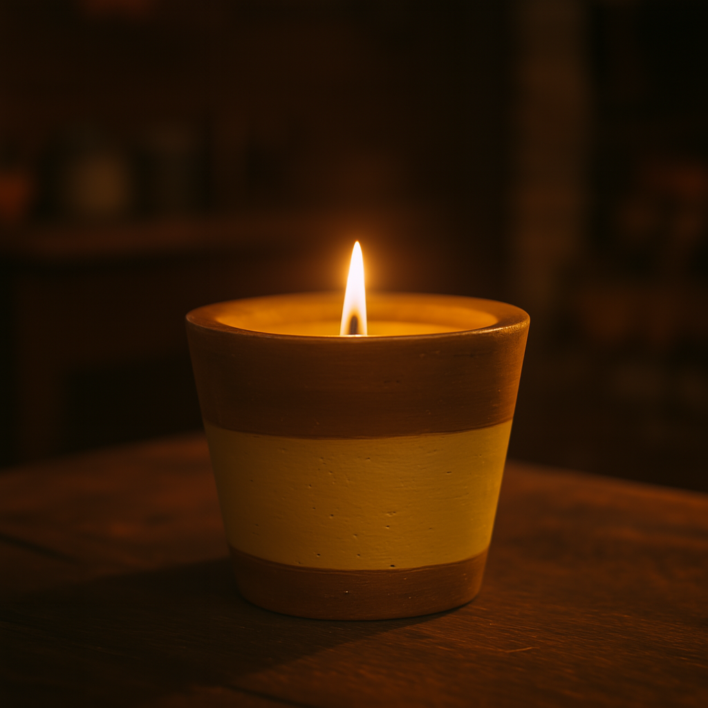 Vaso de concreto cónico con acabado liso rustico.