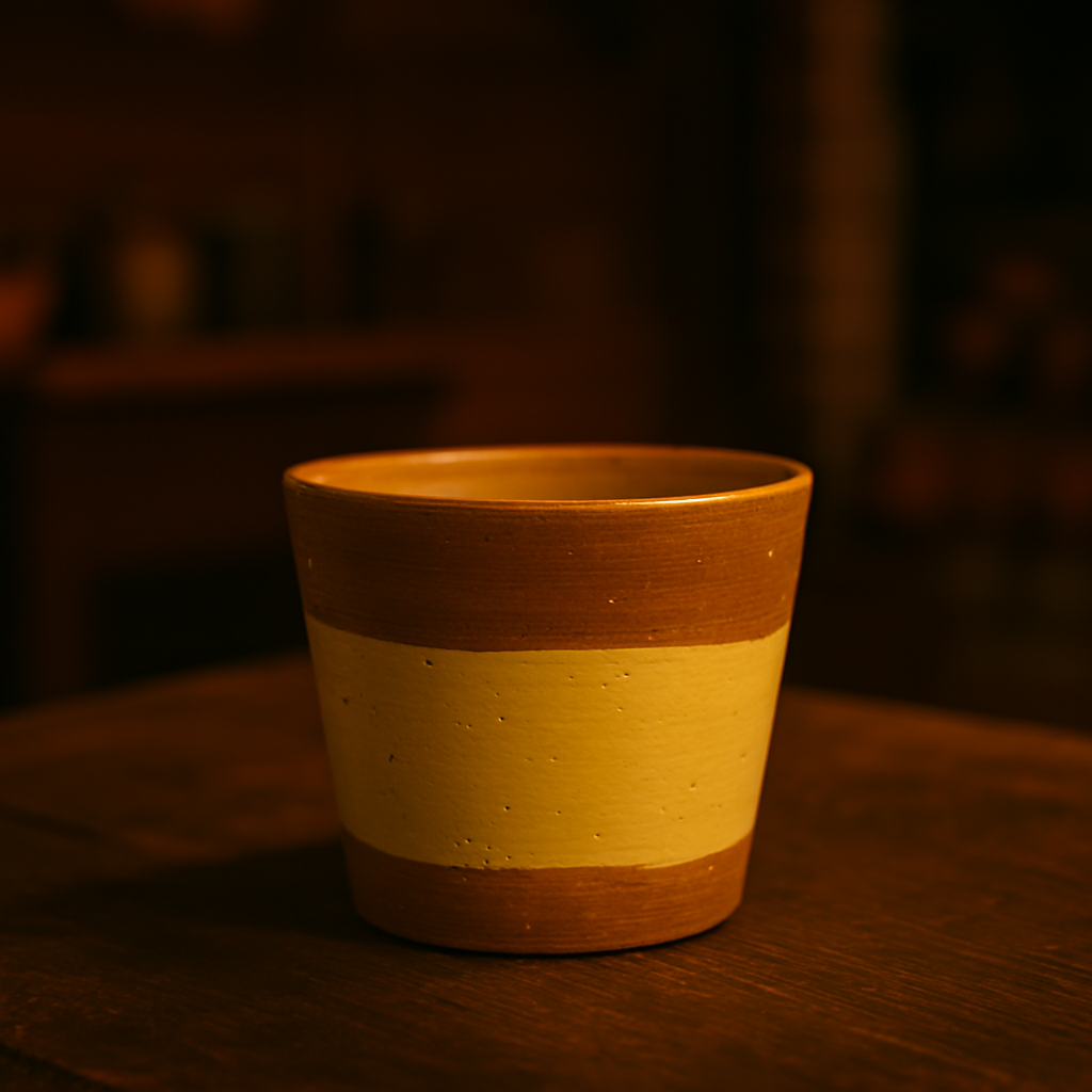 Vaso de concreto cónico con acabado liso rustico.