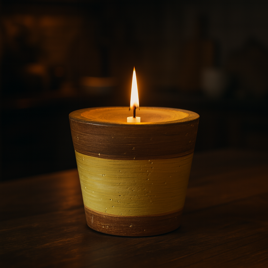 Vaso de concreto cónico con acabado liso rustico.