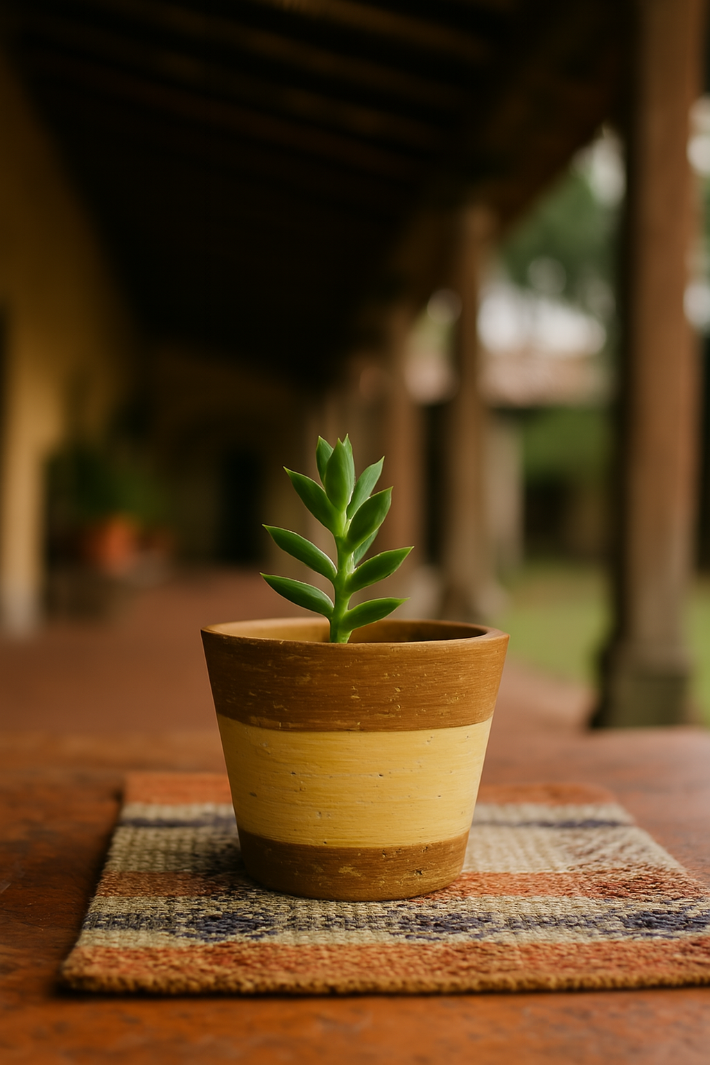Vaso de concreto cónico con acabado liso rustico.