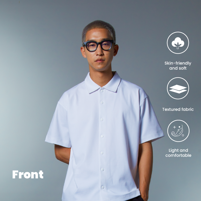 Shirt Knitted Ponte Snap Button | Baju Pria | Kemeja Pria