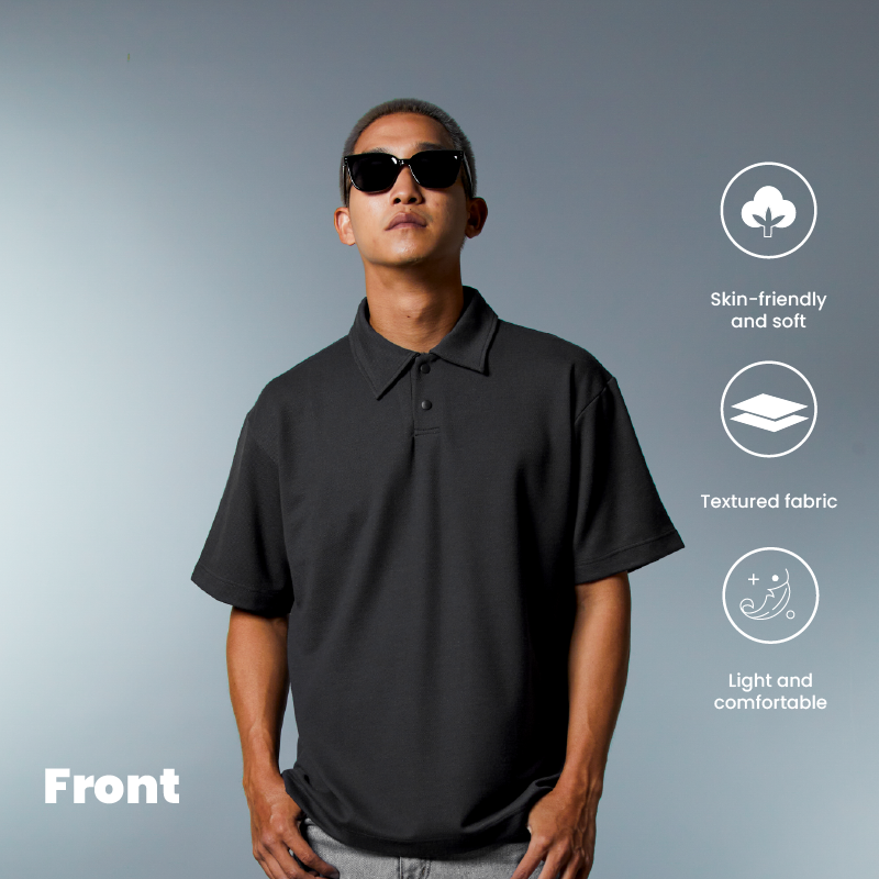 Polo Snap Button Top Knitted Ponte | Baju Pria | Kemeja Pria