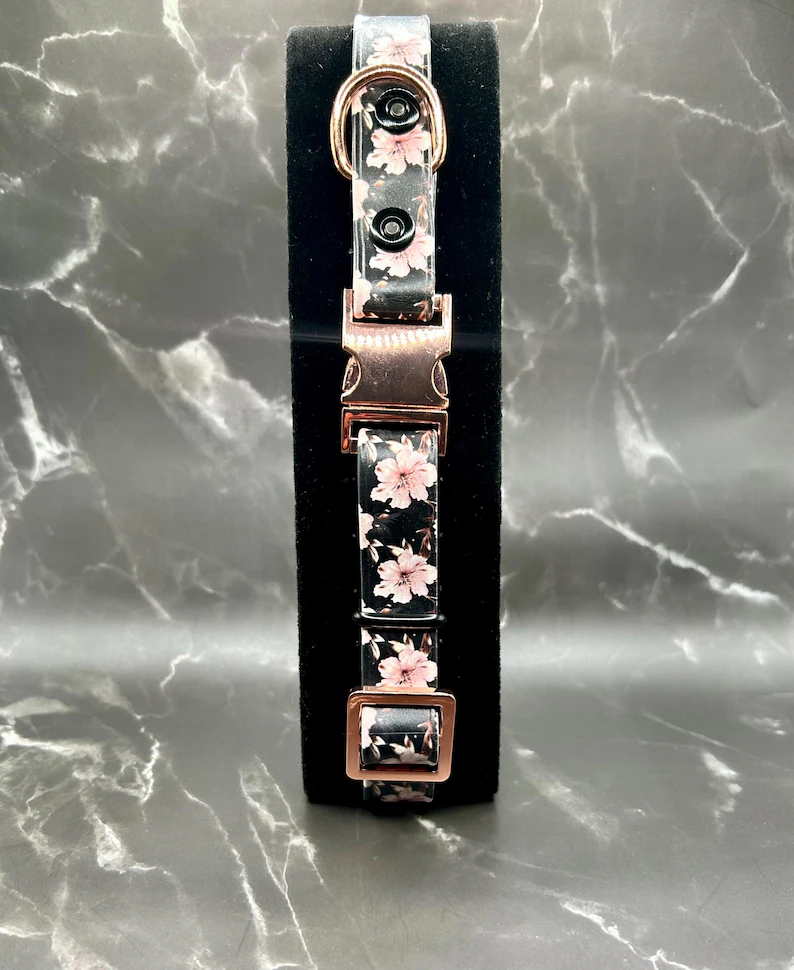 The "Rosie Gold" Floral Biothane Collar