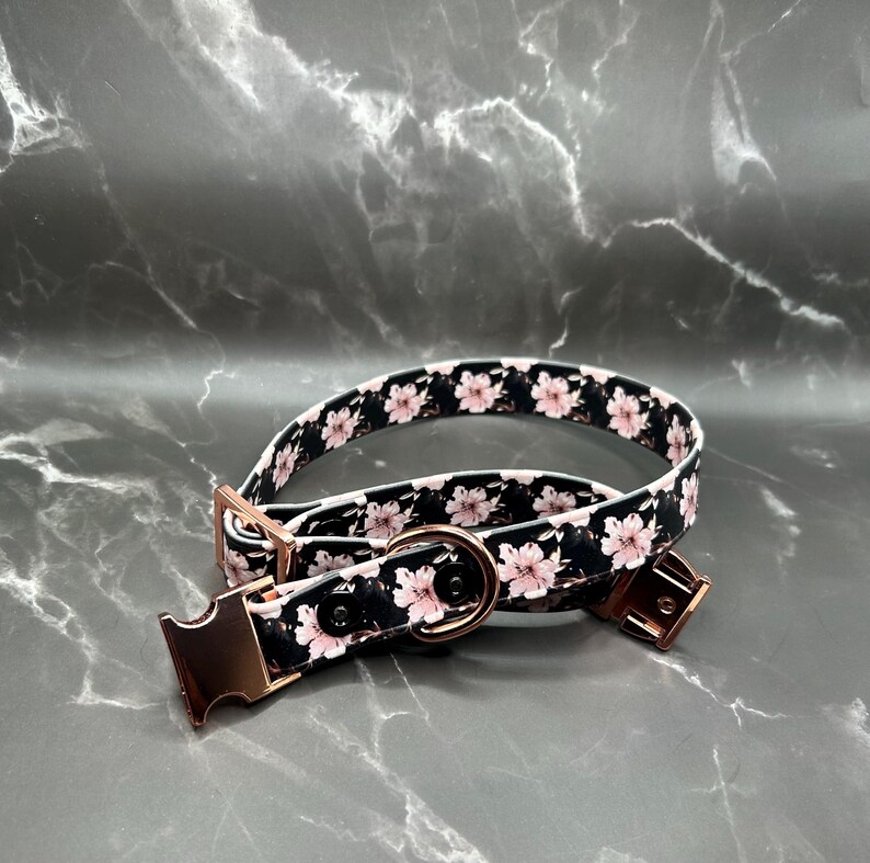 The "Rosie Gold" Floral Biothane Collar