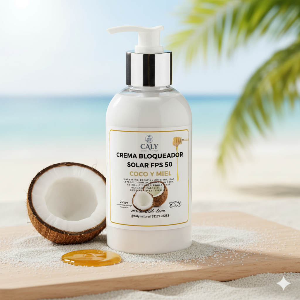 Crema bloqueadora solar FPS 50 coco y miel