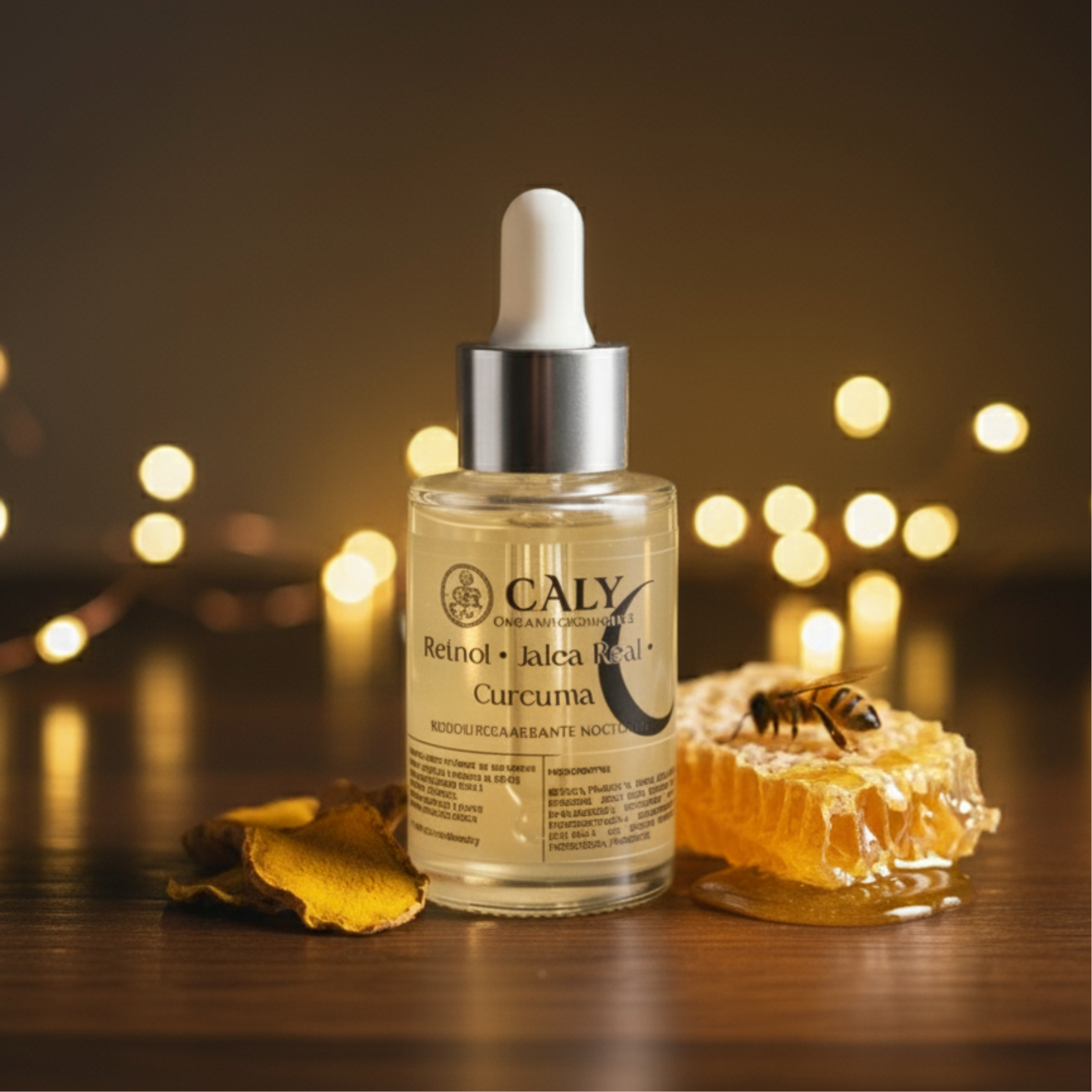 Suero facial CALY Retinol, Cúrcuma Y Jalea Real