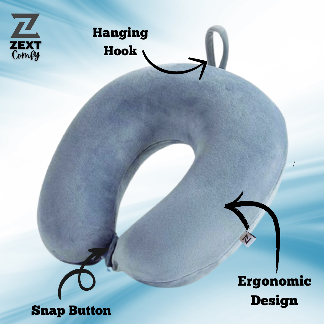 ZEXT Comfy Travel Pillow (YELLOW AND GREY)