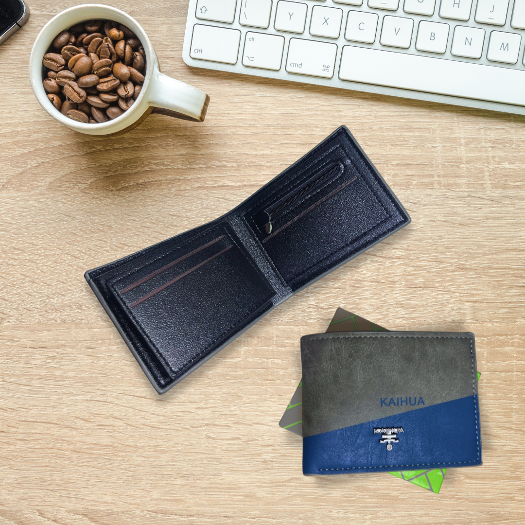 ZEXT Premium Wallet For Men Duo Color (Grey and Blue)