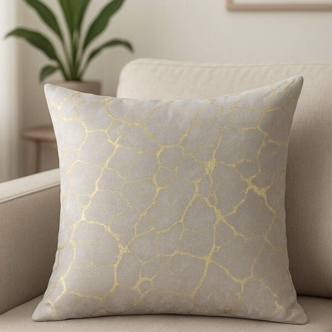 ZEXT Comfy Luxury Digitally Printed Marble Pattern Brown Cushion Cover 16x16in