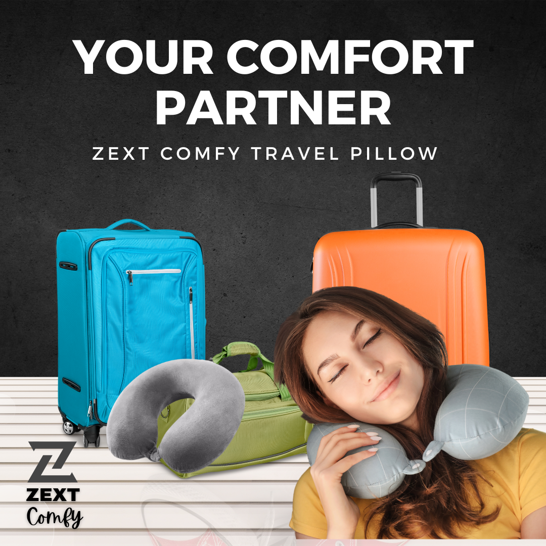 ZEXT Comfy Travel Pillow (MAROON AND GREY)