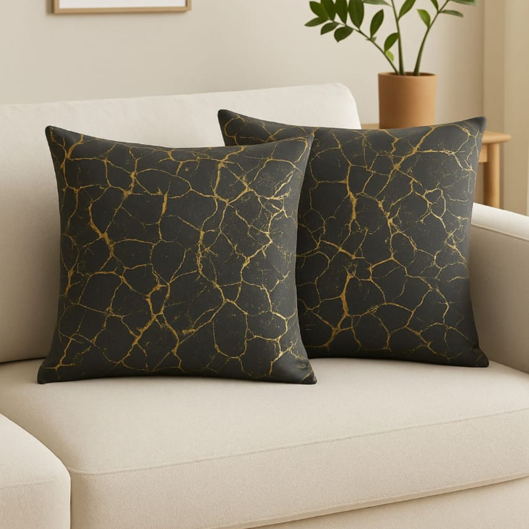 ZEXT Comfy Luxury Digitally Printed Marble Pattern Brown Cushion Cover 16x16in