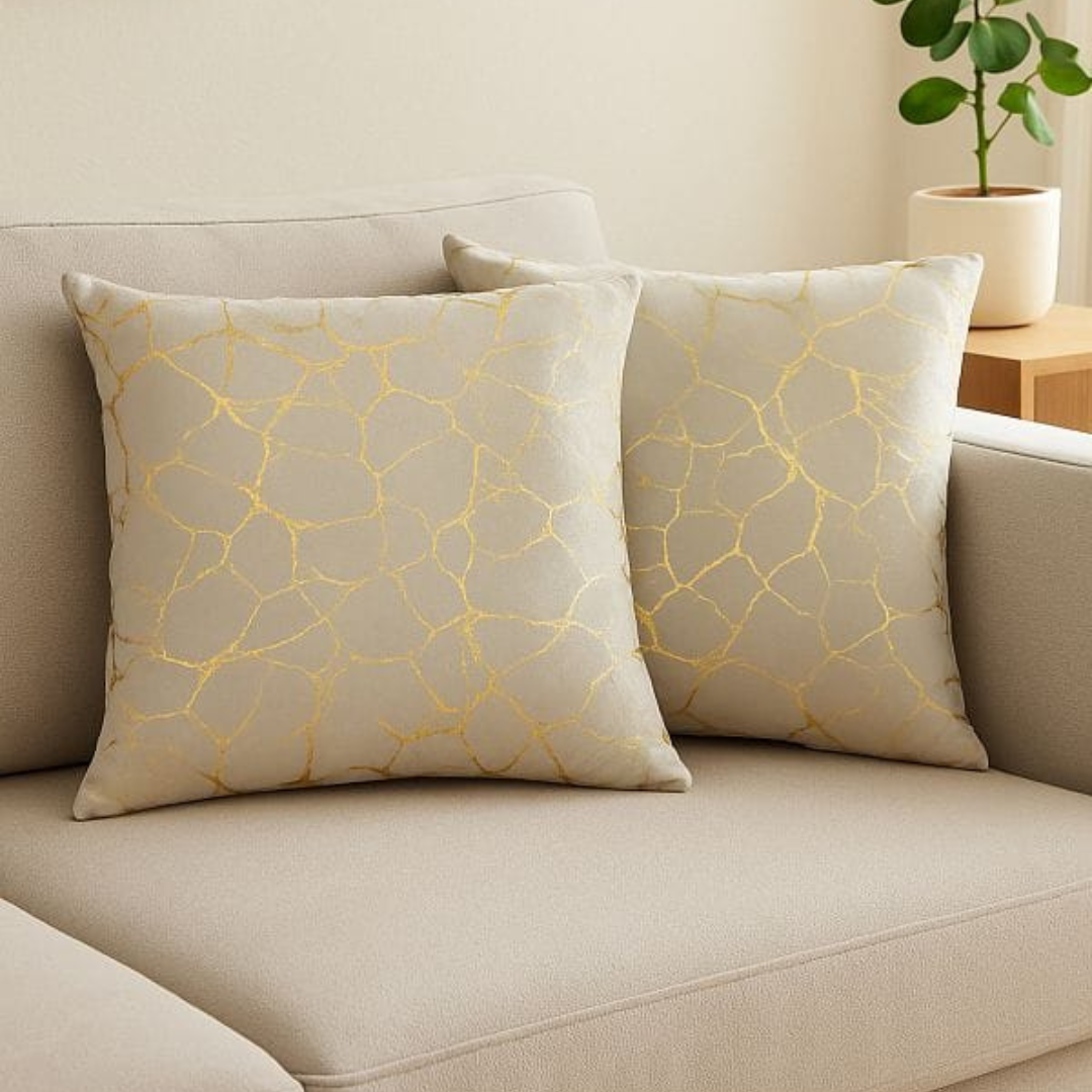 ZEXT Comfy Luxury Digitally Printed Marble Pattern Brown Cushion Cover 16x16in