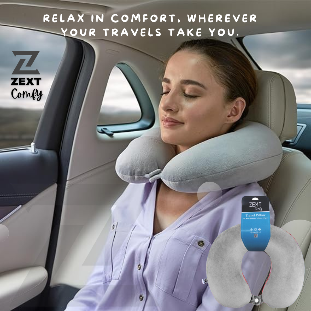 ZEXT Comfy Travel Pillow (MAROON AND GREY)