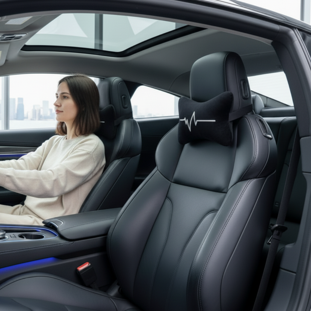 (Pack of 2) ZEXT Pulse Design Car Headrest Black 