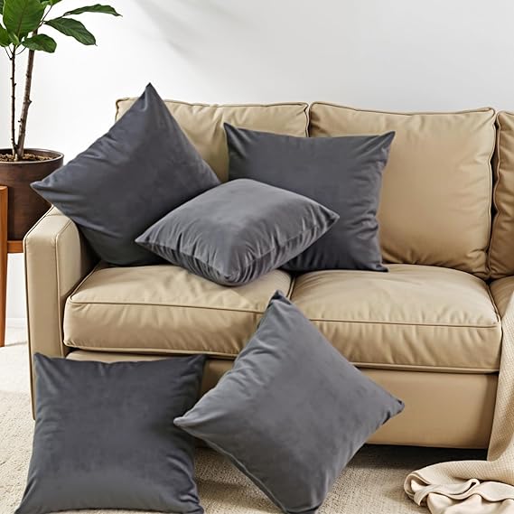 ZEXT Comfy Soft Plain Velvet Cushion Covers 16x16 Inch