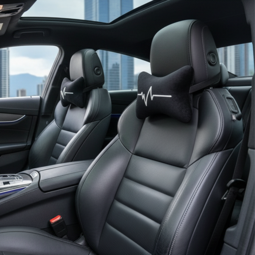 (Pack of 2) ZEXT Pulse Design Car Headrest Black 