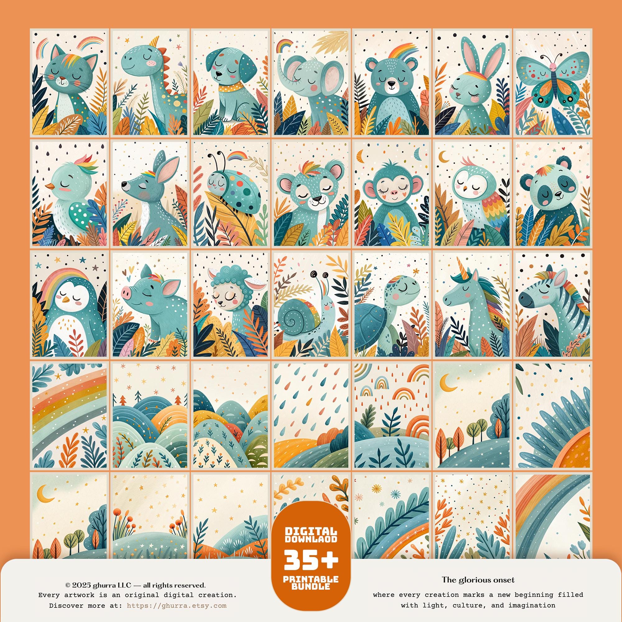 Dreamy Animal & Nature Prints: Kids Nursery Wall Art (Digital Download)