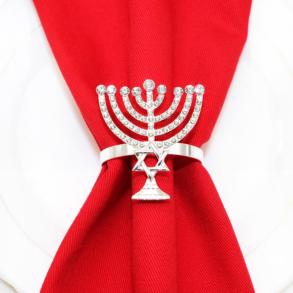 Candlestick Hexagram Hanukkah Napkin Rings