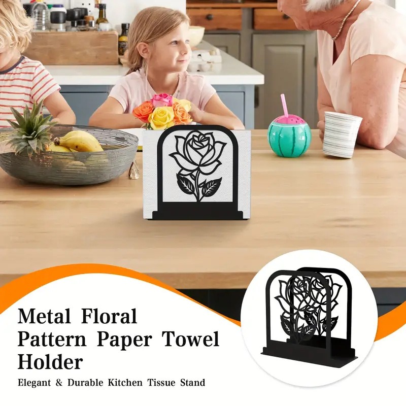 Black Metal Bloom Napkin Holder