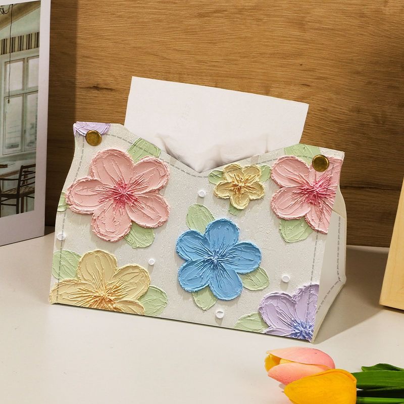 Colorful Oil Painting Flower Napkin Holder