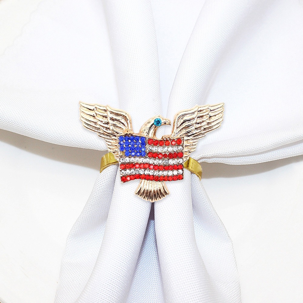 Independence Day Flag Diamond Eagle Napkin Rings