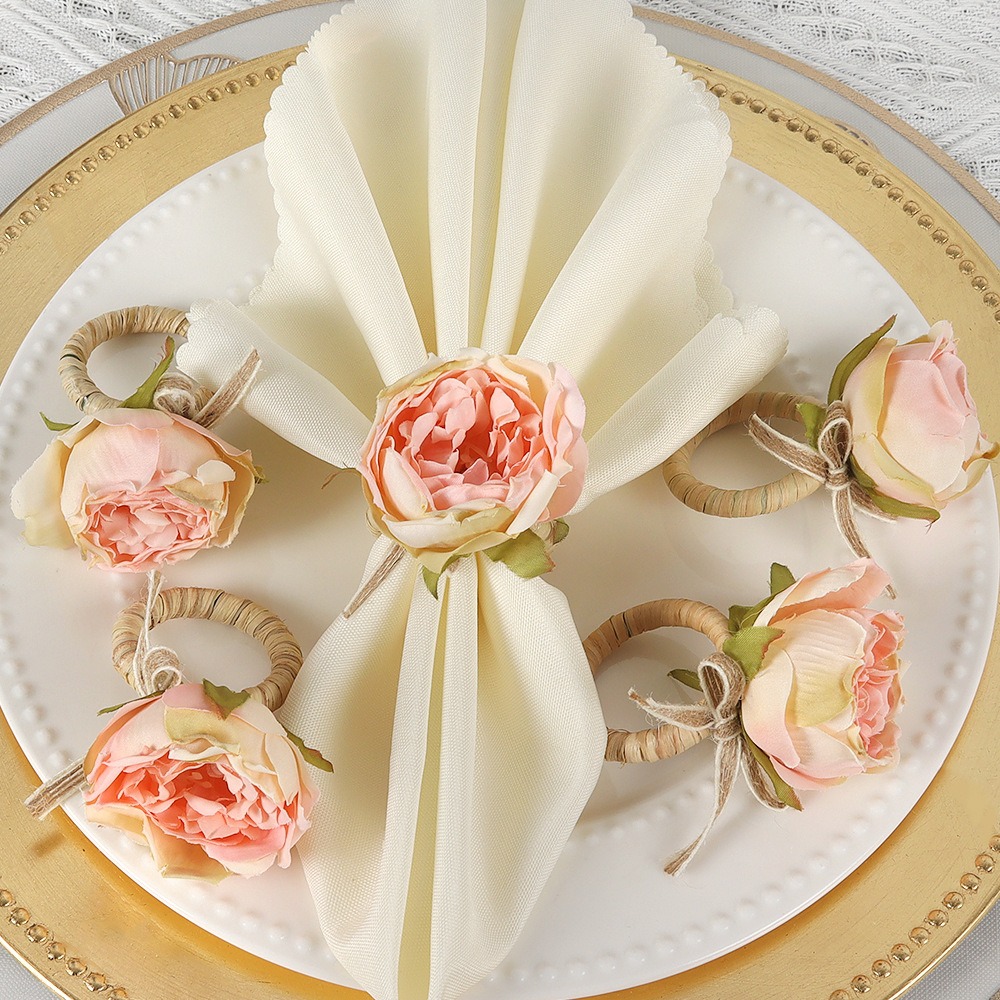 Pink Rose Napkin Rings