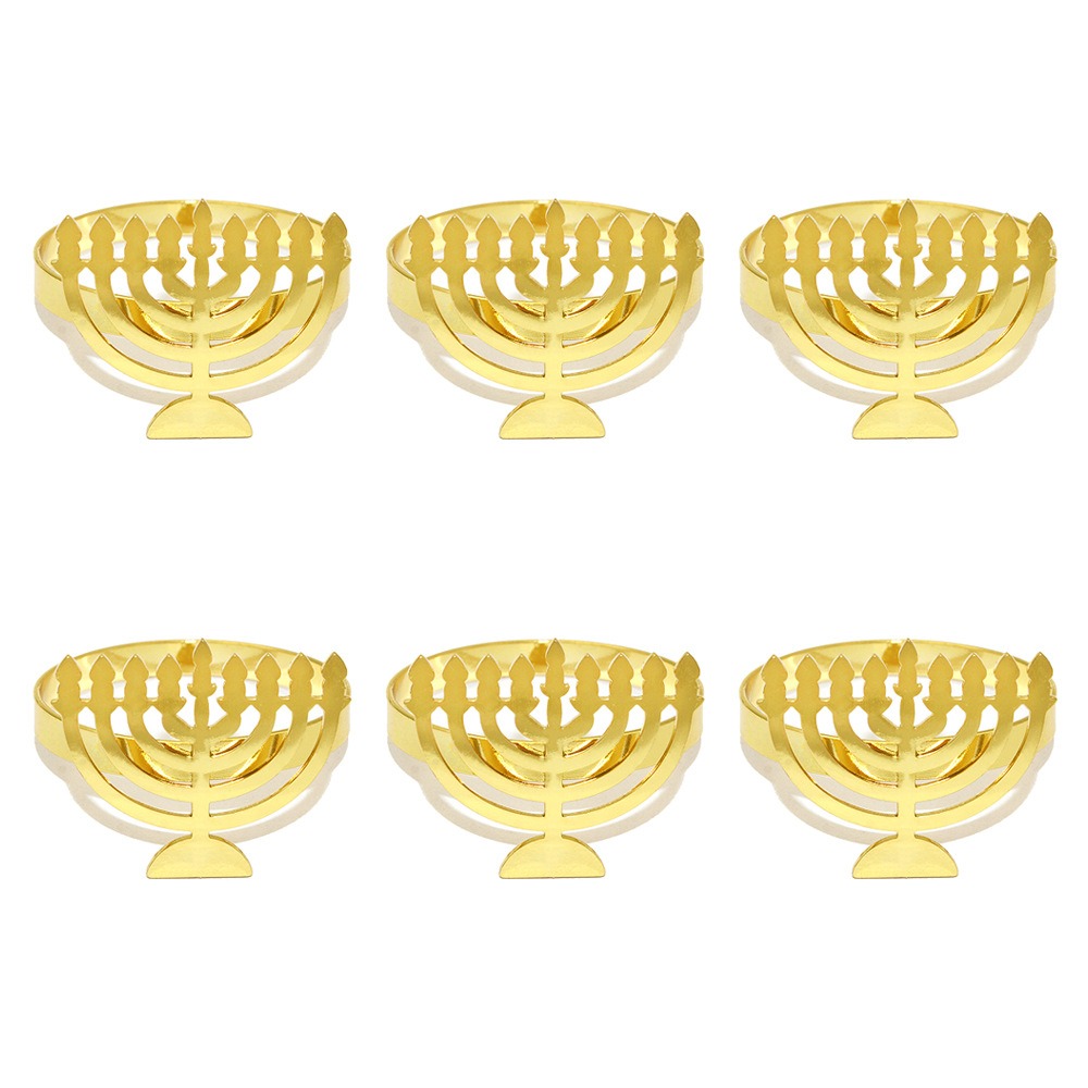 Candlestick Hexagram Hanukkah Napkin Rings