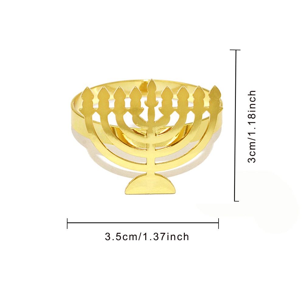 Candlestick Hexagram Hanukkah Napkin Rings