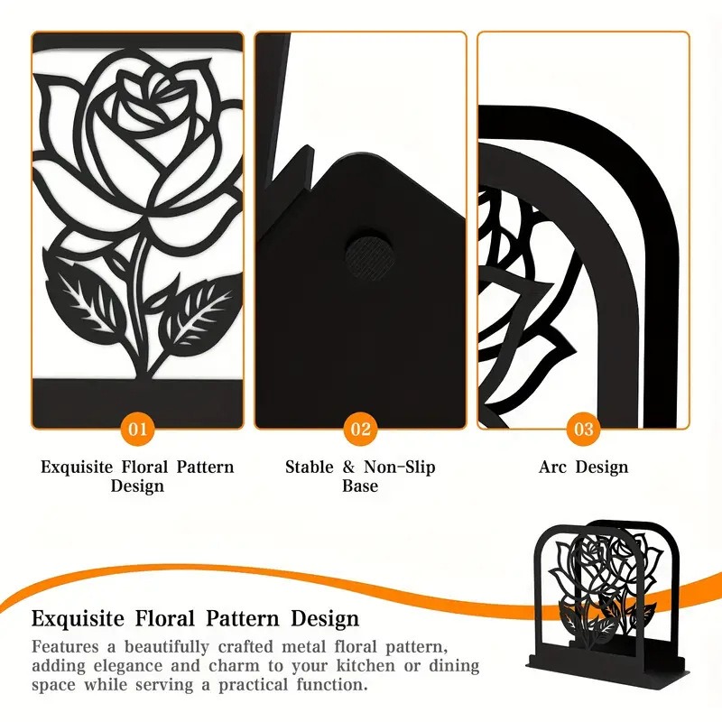 Black Metal Bloom Napkin Holder