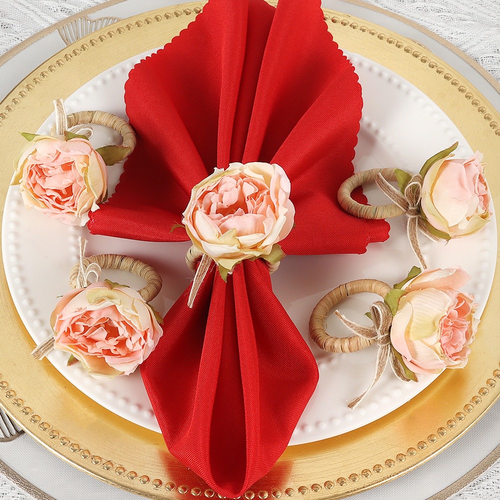 Pink Rose Napkin Rings