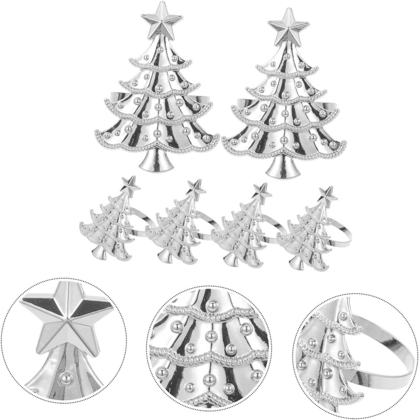 Silver Christmas Tree Napkin Rings