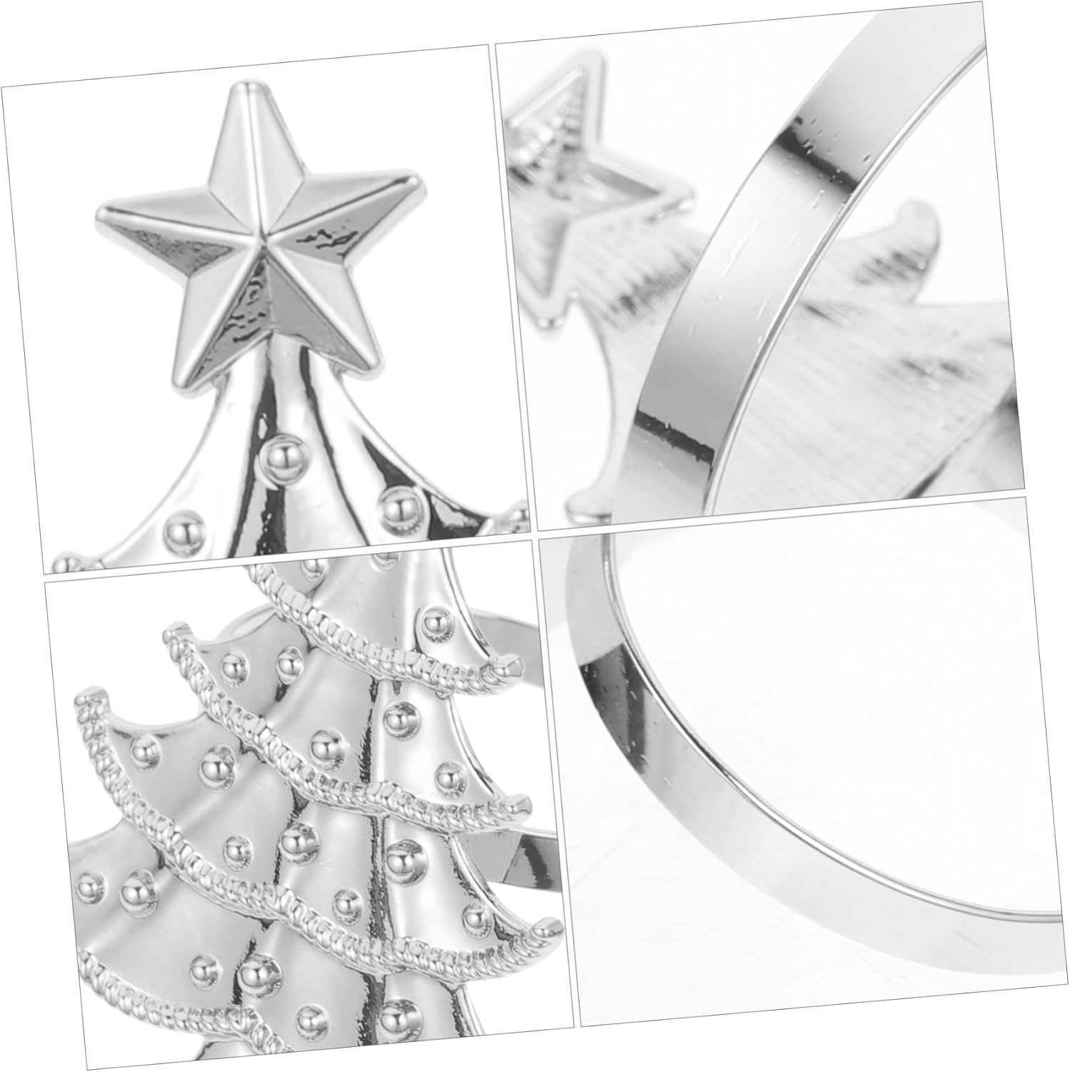 Silver Christmas Tree Napkin Rings