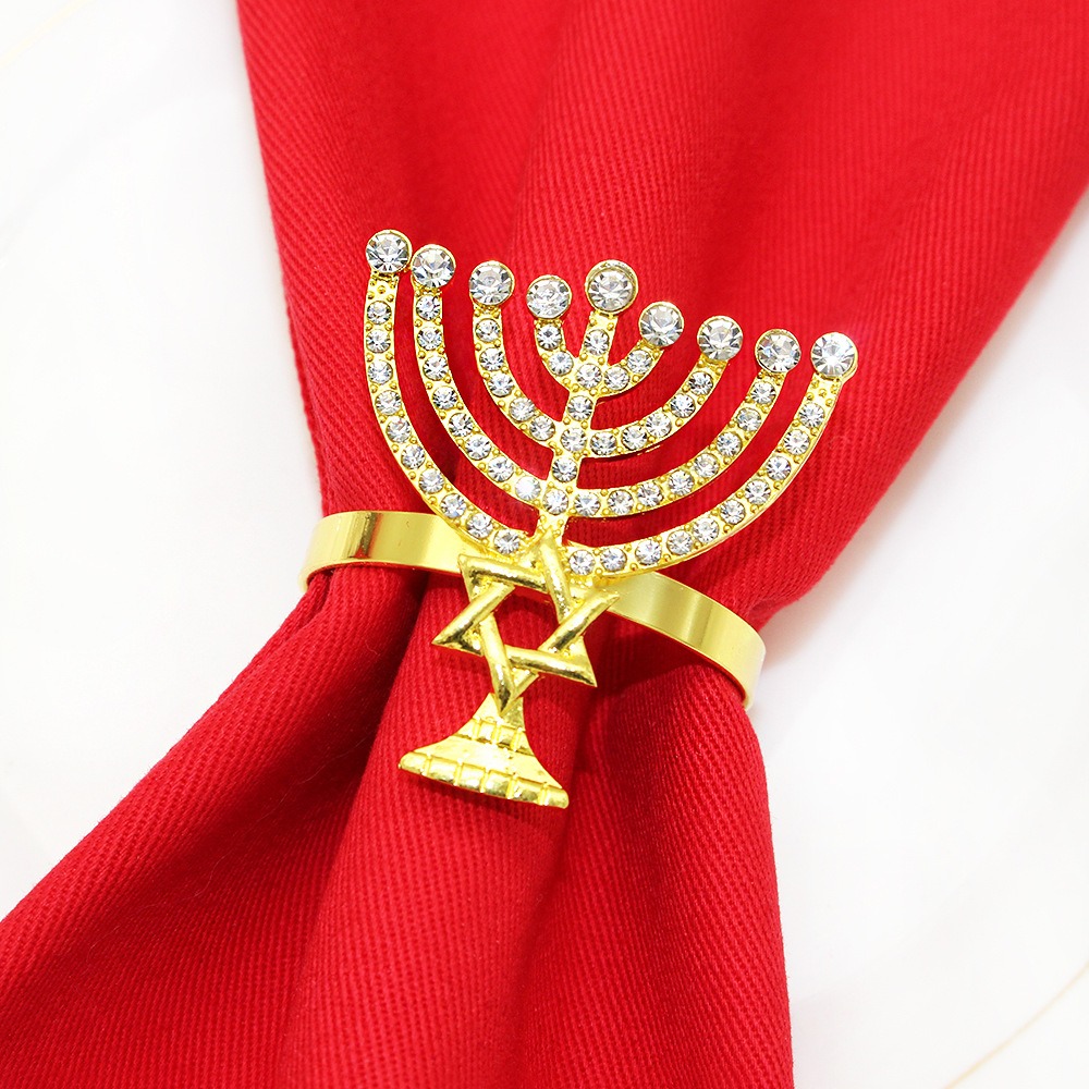 Candlestick Hexagram Hanukkah Napkin Rings