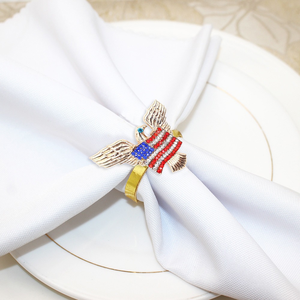 Independence Day Flag Diamond Eagle Napkin Rings
